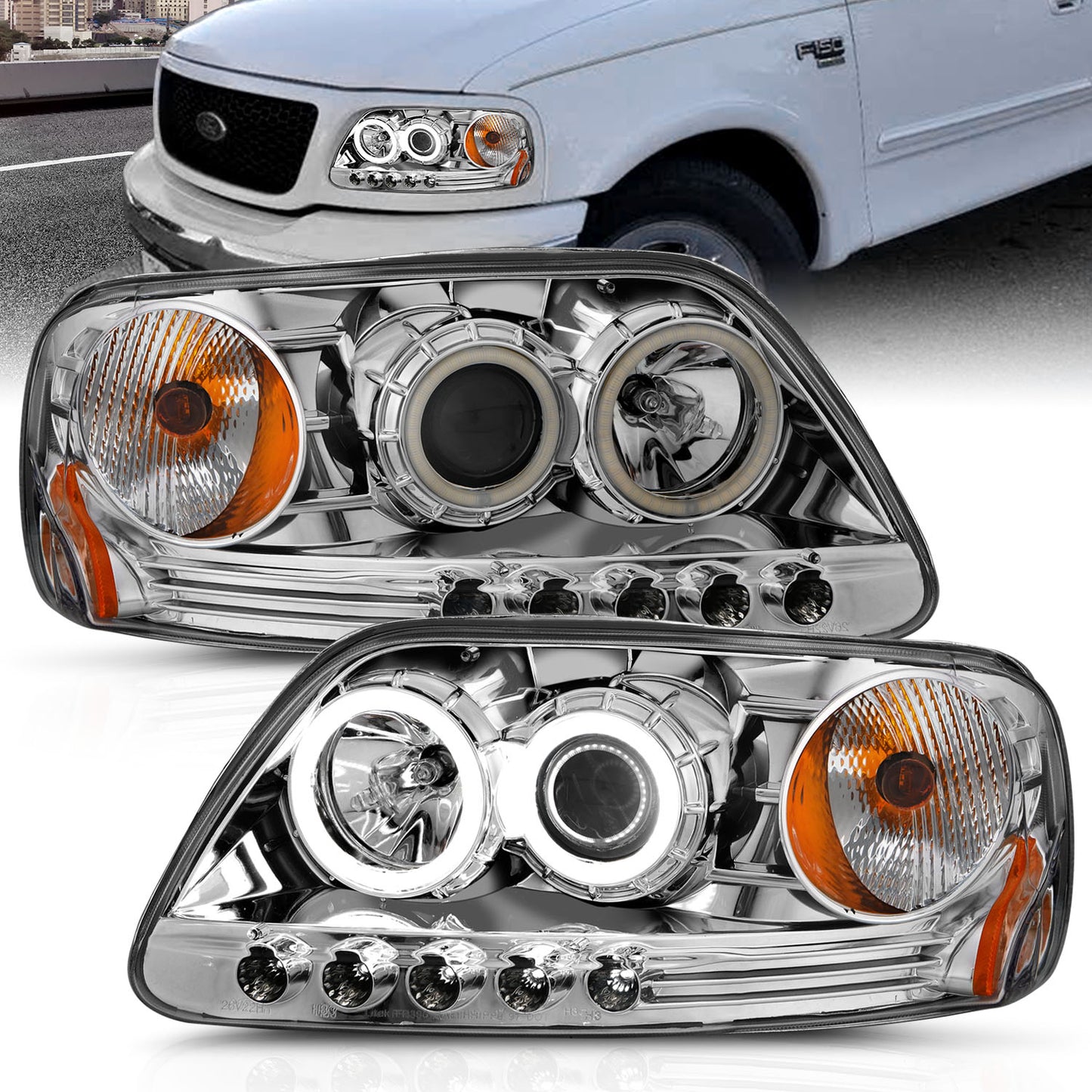 ANZO USA - Projector Headlight Set W/Halo - 111054