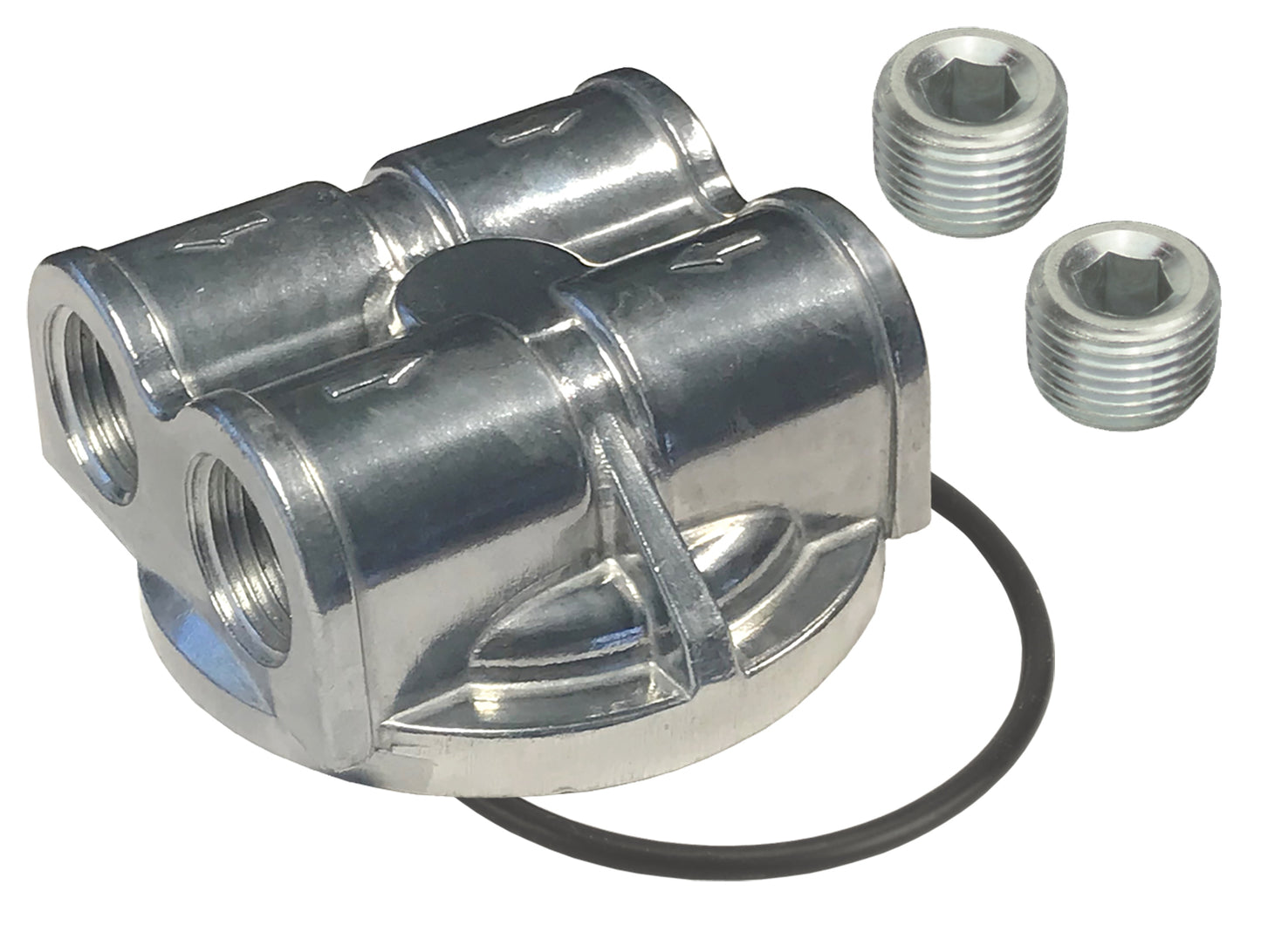 Dual Side Ports Spin On Adapter With 1/2" NPT Ports And 3/4"-16 Filter Thread