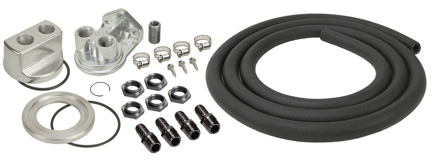 Universal Engine Oil Filter Relocation Kit With 1/2" NPT Ports