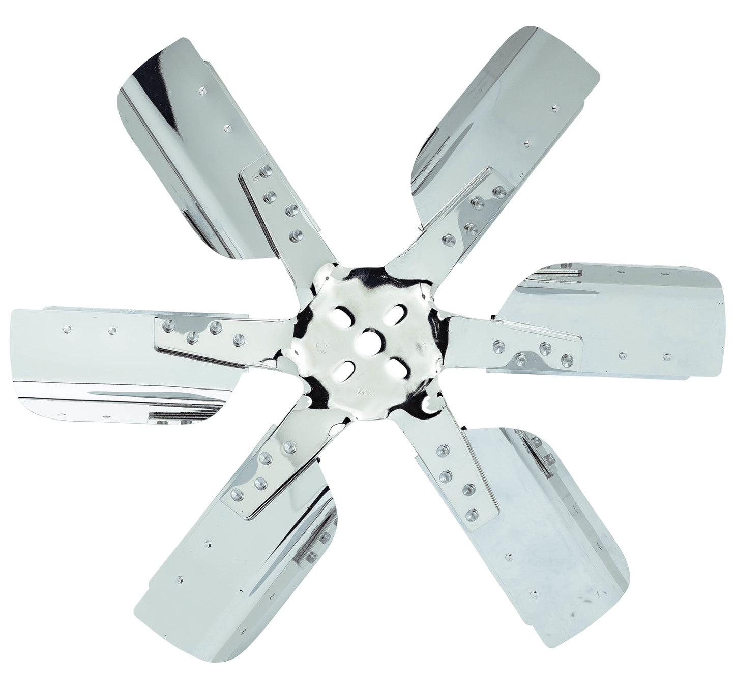 19" Heavy Duty Stainless Steel Reverse Rotation Flex Fan Chrome Hub