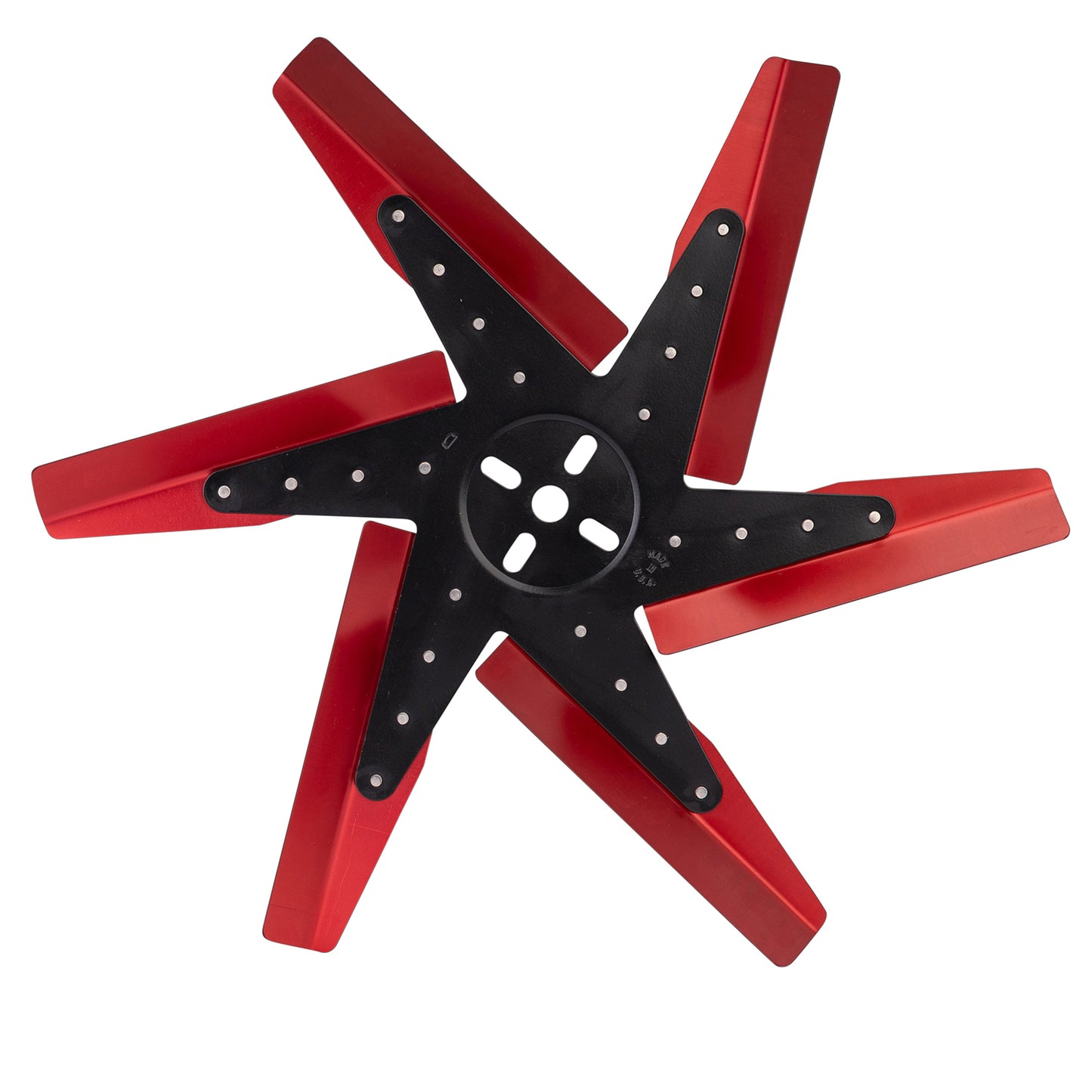 17" High Performance Aluminum Standard Rotation Flex Fan Red Blade W/ Black Hub