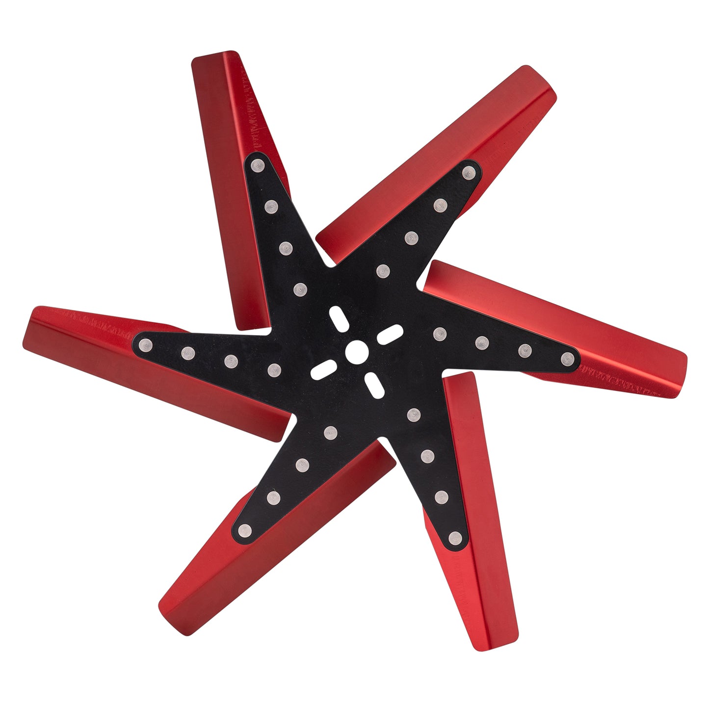 17" High Performance Aluminum Standard Rotation Flex Fan Red Blade W/ Black Hub