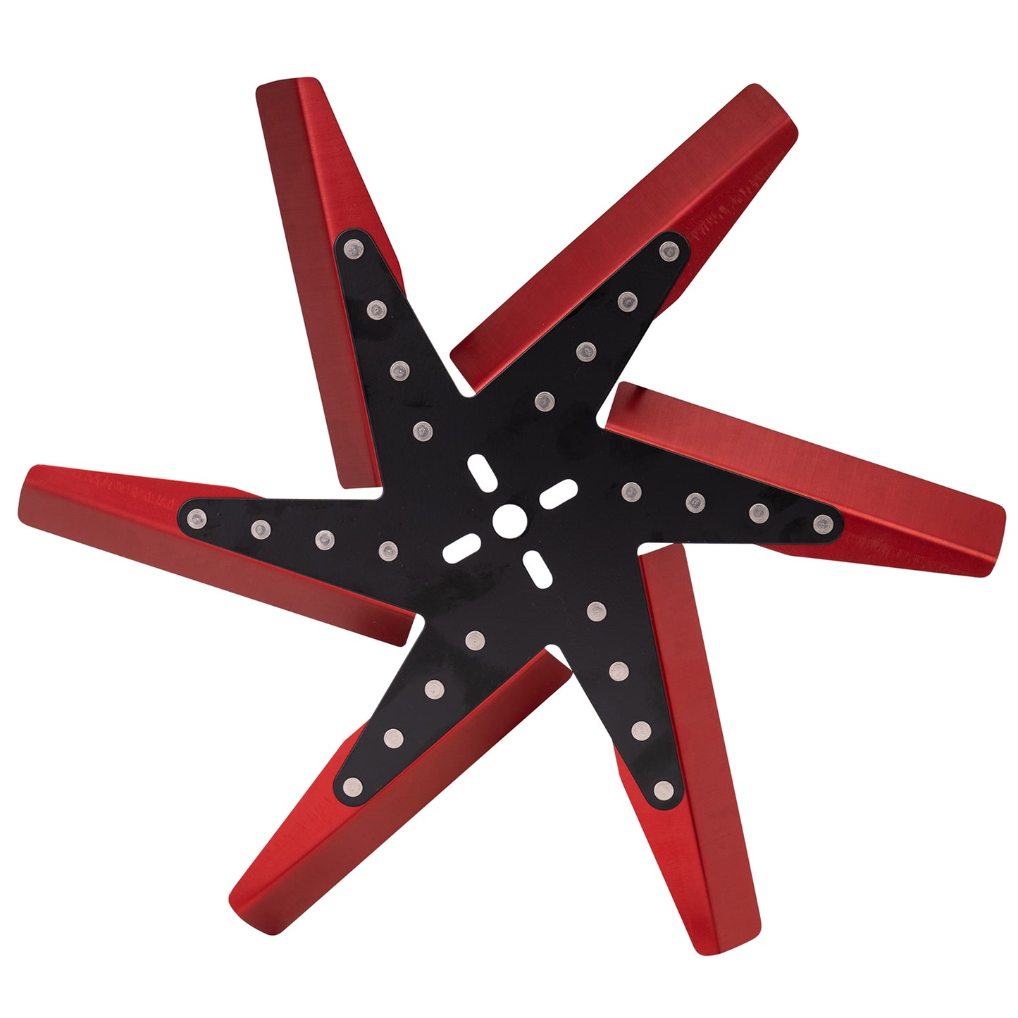 18" High Performance Aluminum Standard Rotation Flex Fan Red Blade W/ Black Hub