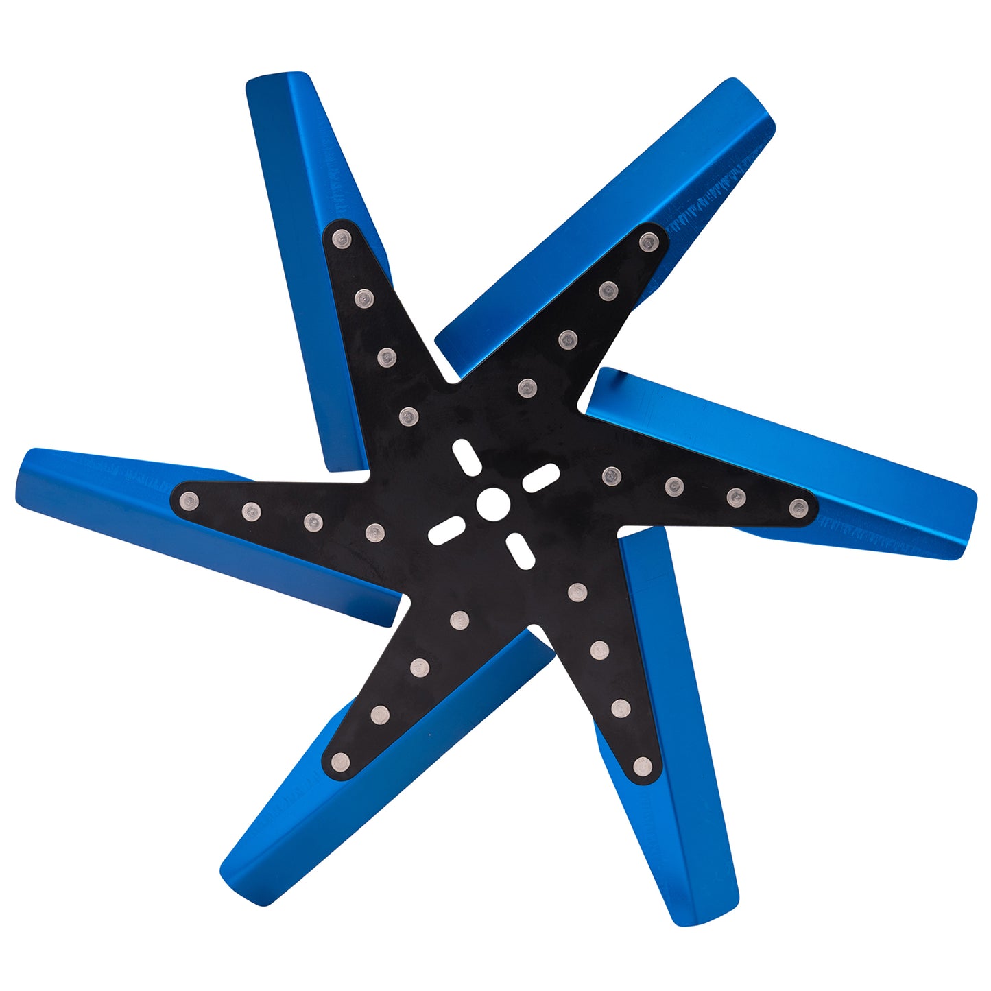 18" High Performance Aluminum Standard Rotation Flex Fan Blue Blade W/ Black Hub