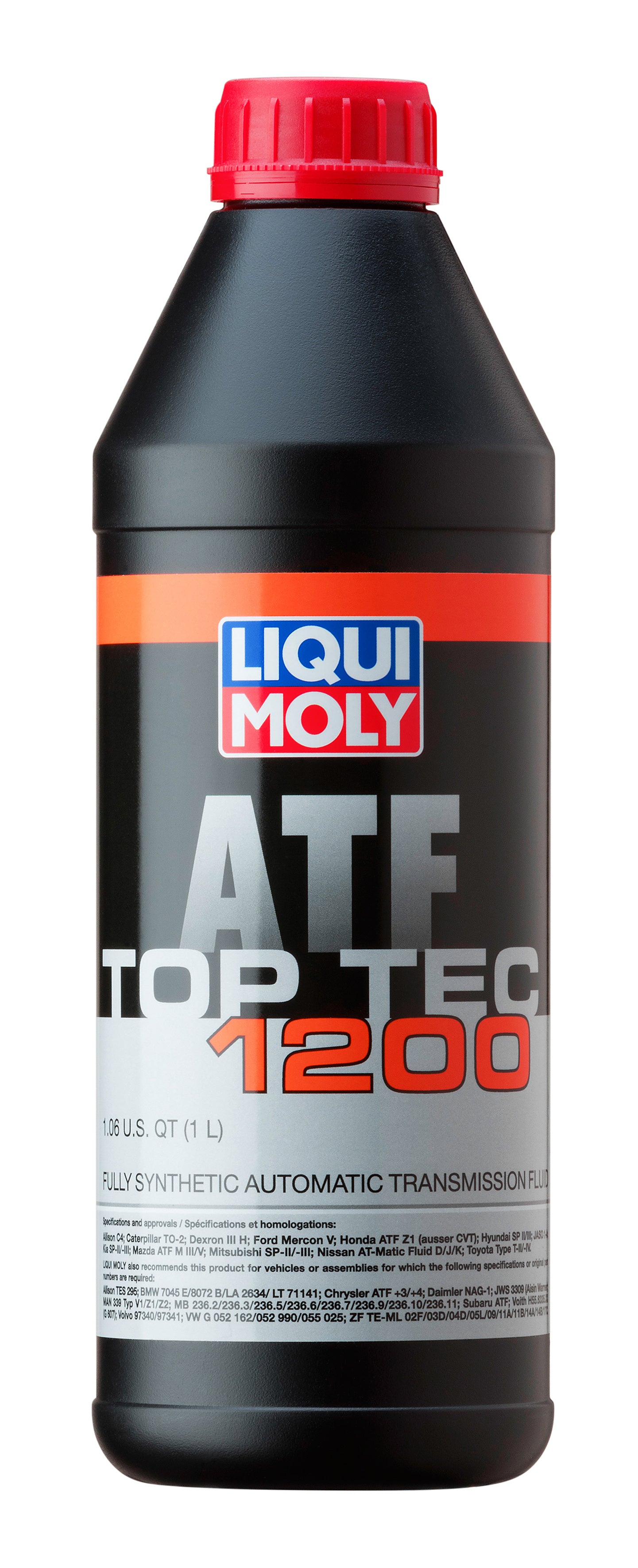 Bottle of Liqui Moly ATF Top Tec 1200 on a white background