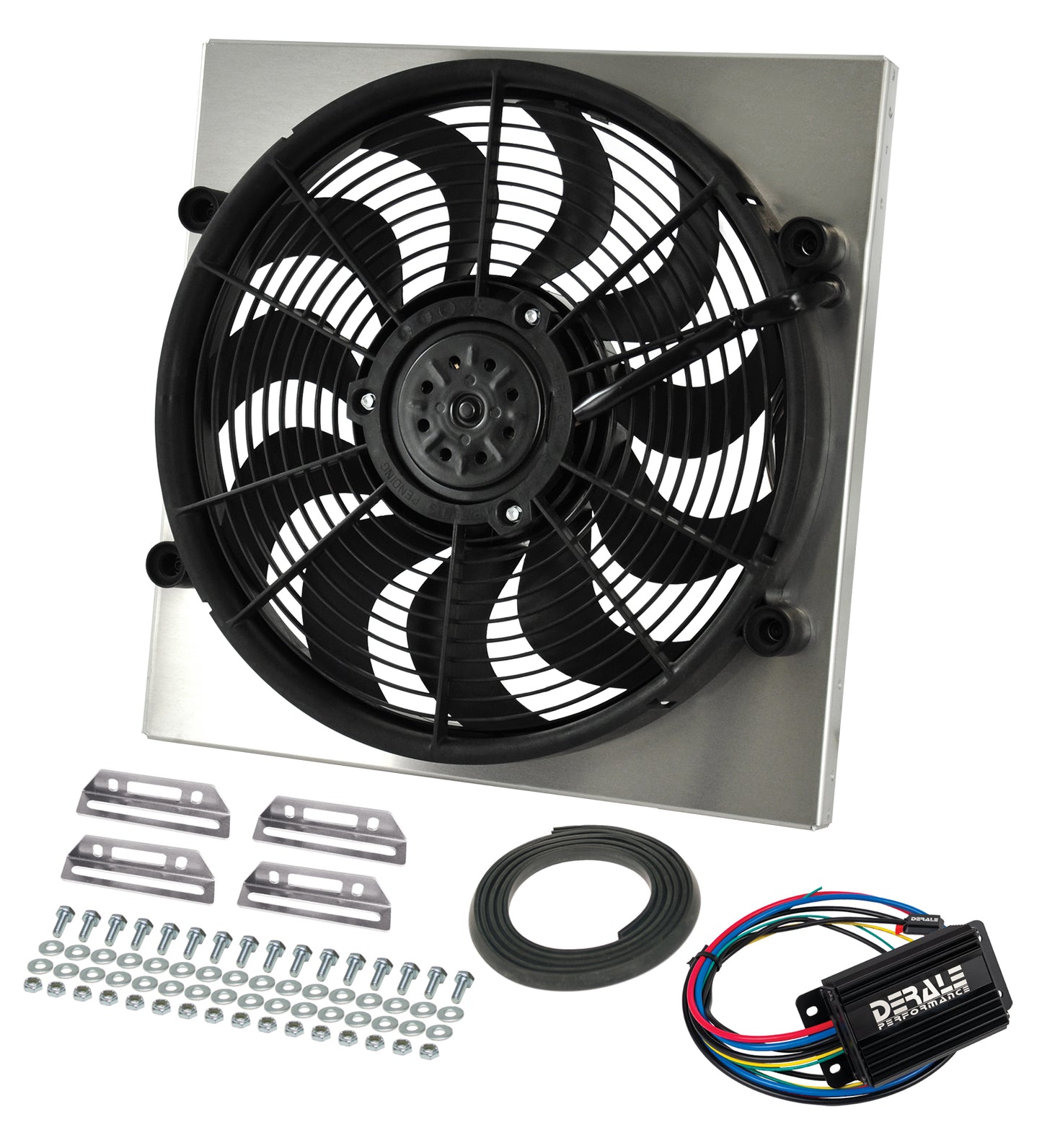 Powerpack - High Output Single 17" RAD Fan/Alum Shroud Kit W/ PWM Controller