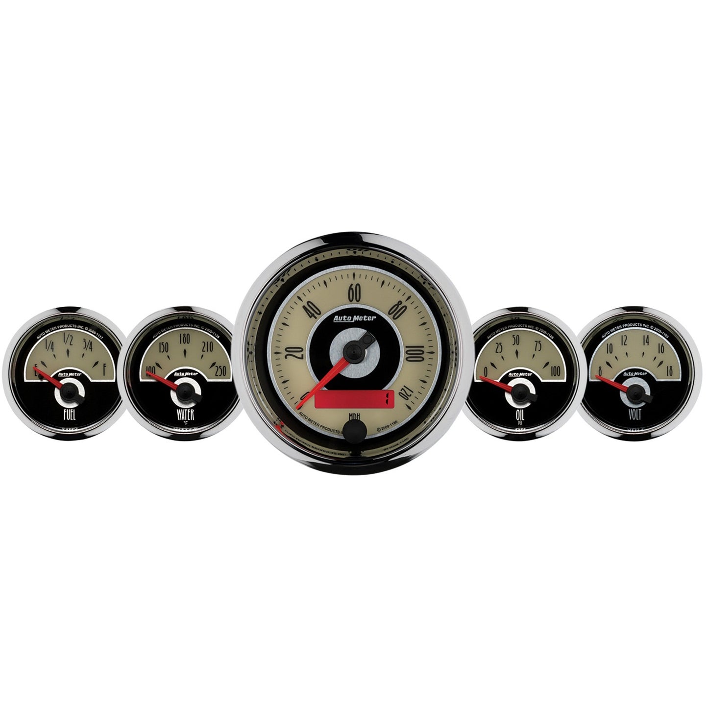 5 PC. GAUGE KIT 3-3/8 In. & 2-1/16 In. ELEC. SPEEDOMETER CRUISER