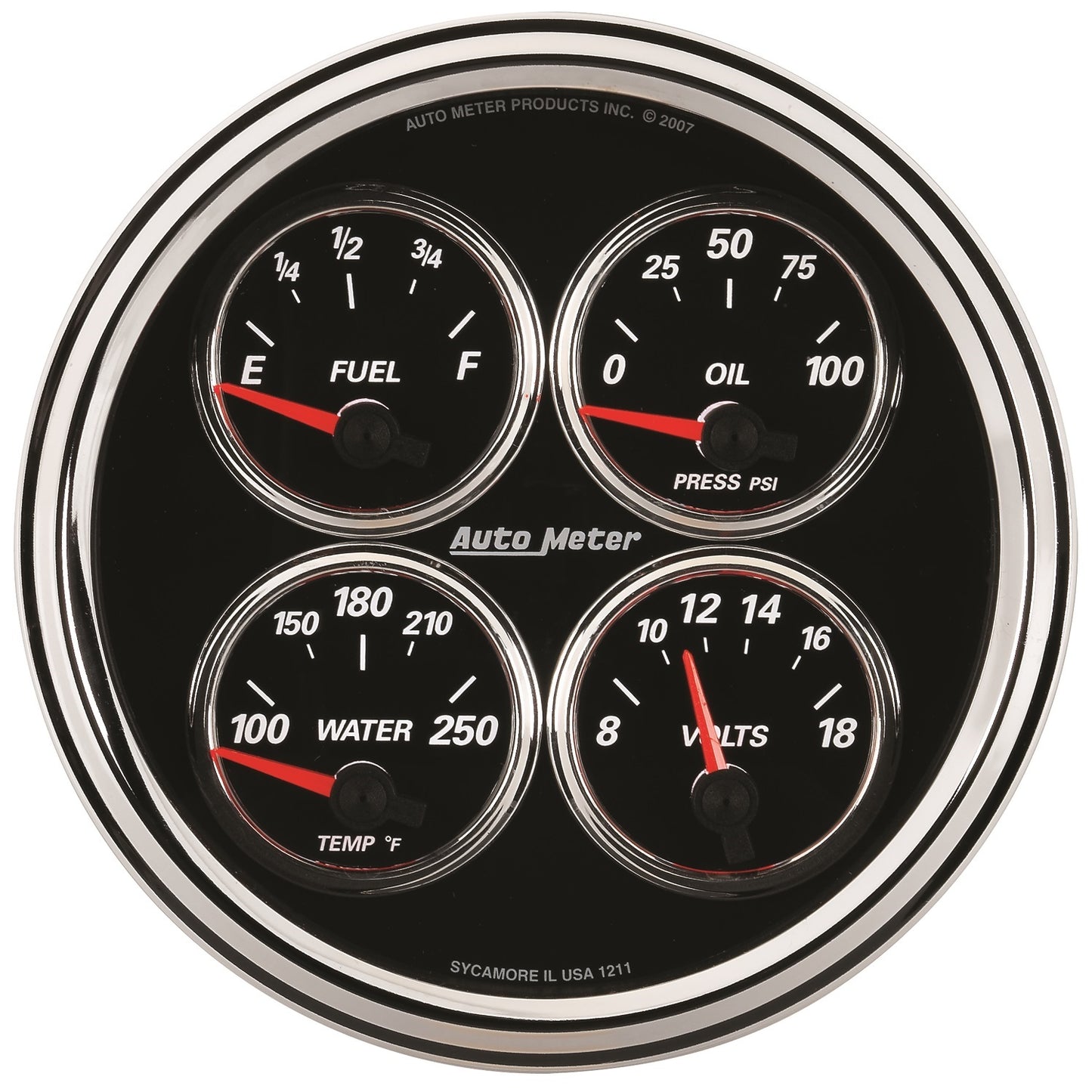 5 In. QUAD GAUGE 100 PSI/100-250 Fahrenheit/8-18V/240-33 O DESIGNER BLACK II