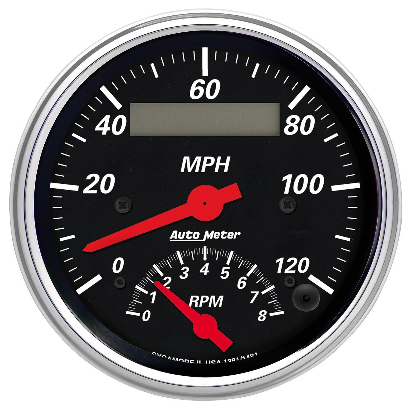 3-3/8 In. TACHOMETER/SPEEDOMETER COMBO 8K RPM/120 MPH DESIGNER BLACK