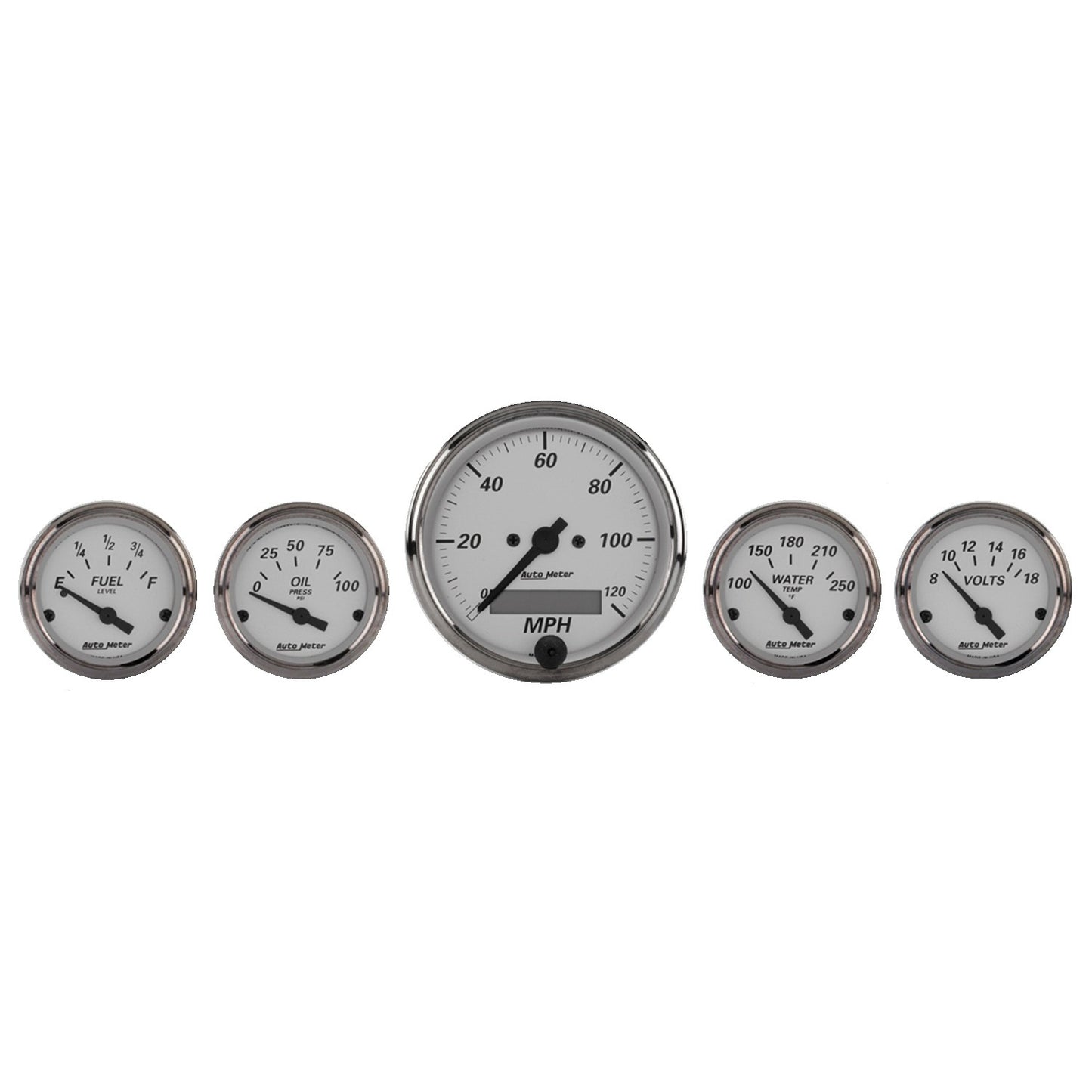 5 PC. GAUGE KIT 3-1/8 In. & 2-1/16 In. ELEC. SPEEDOMETER AMERICAN PLATINUM