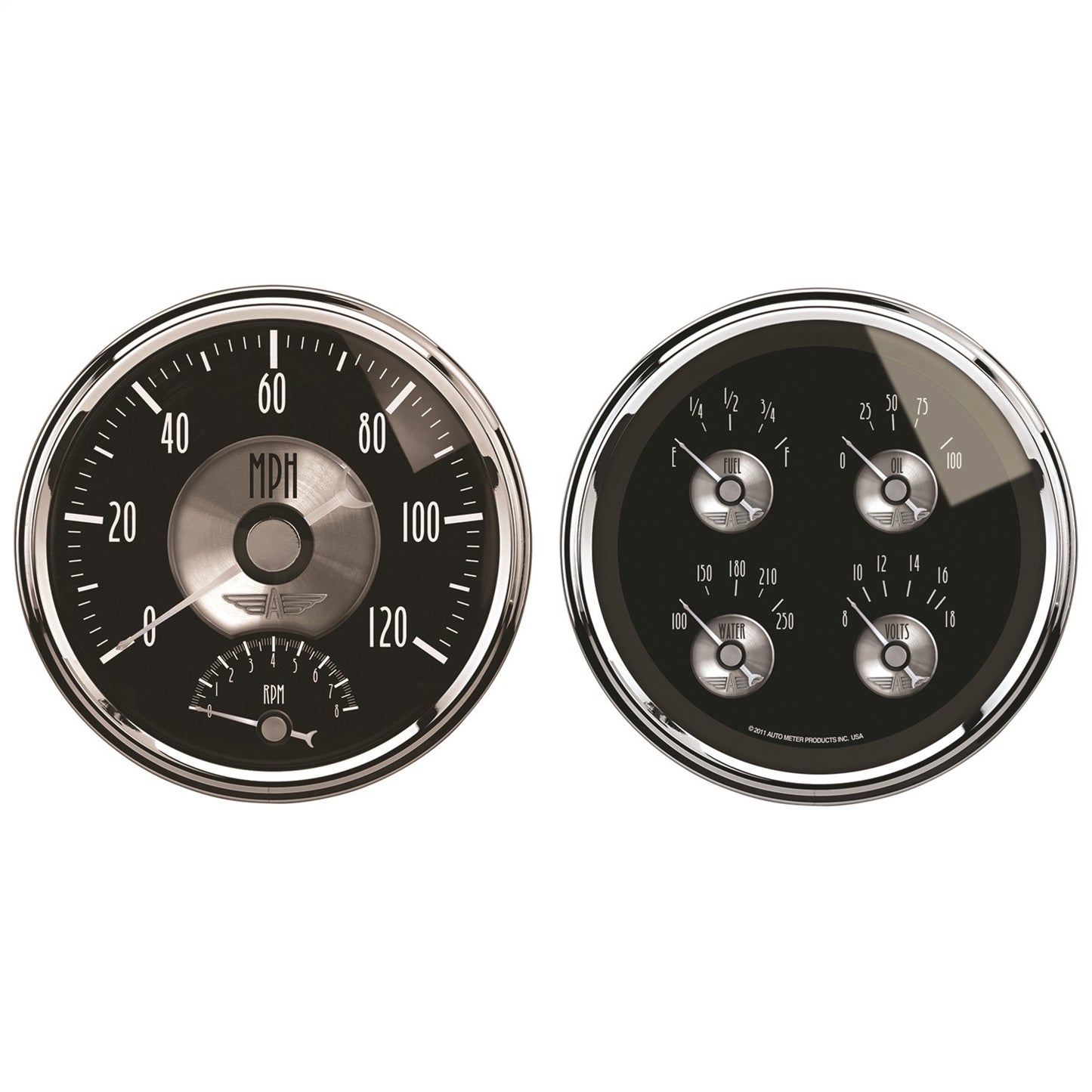 AutoMeter 2 Pc. Gauge Kit 5 in. Quad & Tach/Speedo 240-33 Ω Prestige Black Diamond - ATM-2005