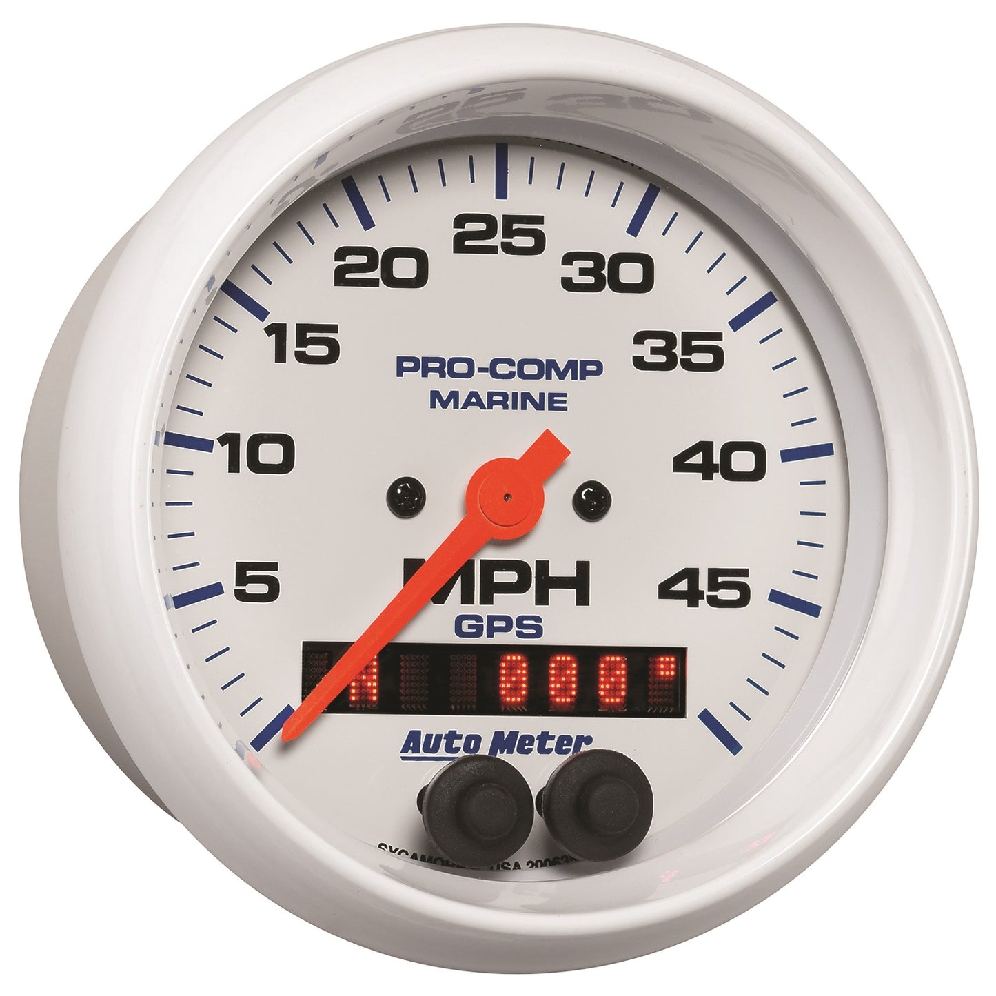 3-3/8 In. GPS SPEEDOMETER 0-50 MPH MARINE WHITE