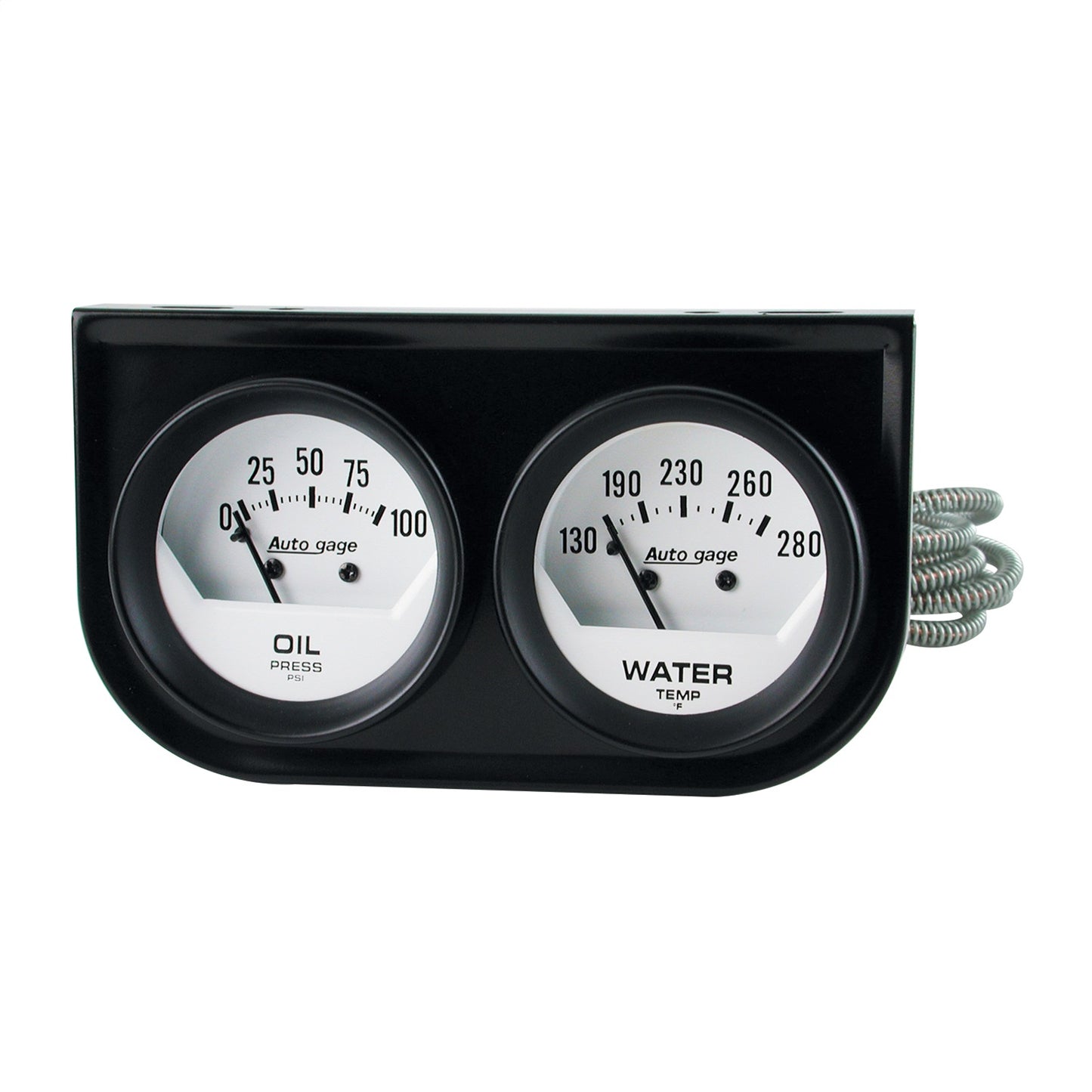 GAUGE CONSOLE OILP/WTMP 2-1/16 In. 100 PSI/280 Fahrenheit WHT DIAL BLK BZL AUTOGAGE