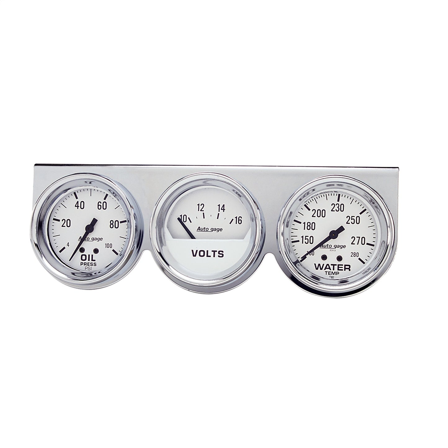 GAUGE CONSOLE OILP/WTMP/VOLT 2-5/8 In. 100 PSI/280 Fahrenheit/16V WHT DIAL CHROME BZL AG