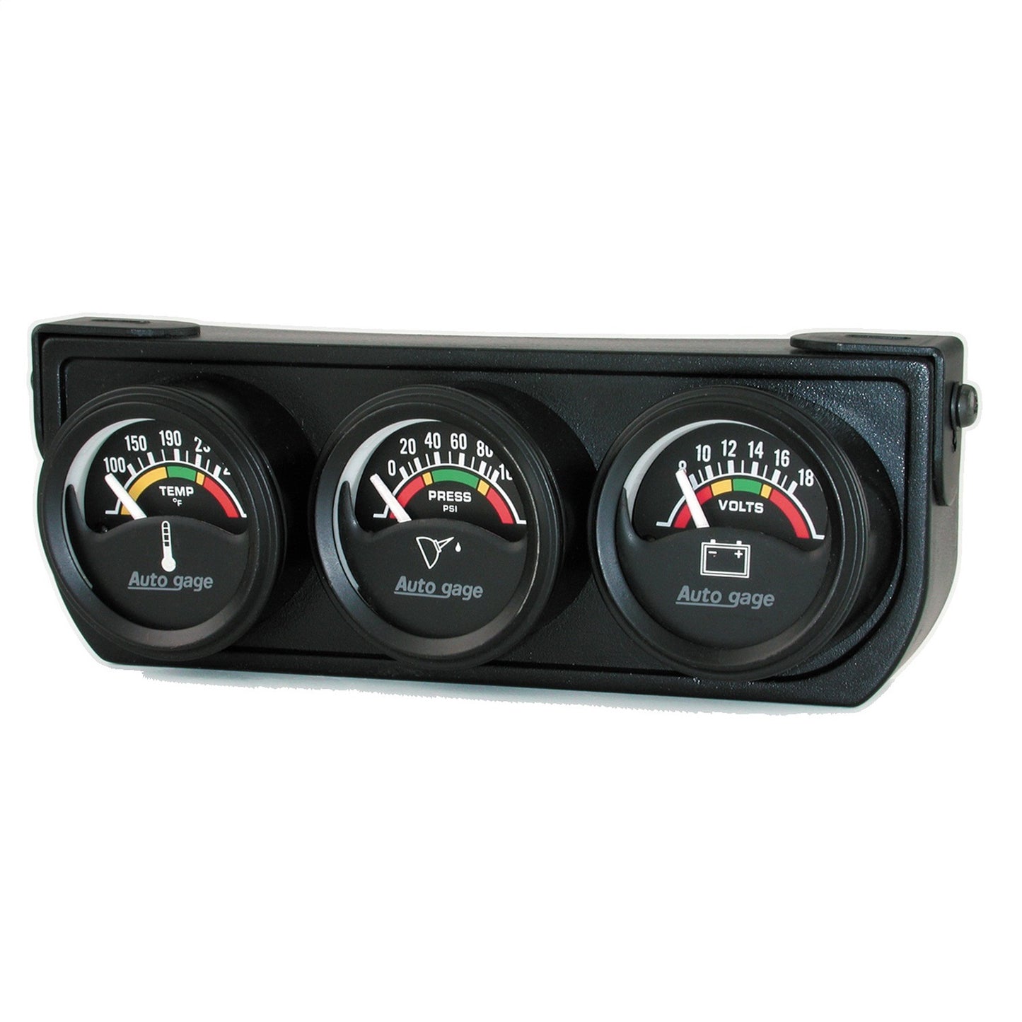 GAUGE CONSOLE OILP/WTMP/VOLT 1.5 In. 100 PSI/280 Fahrenheit/18V ELEC BLK DIAL BLK BZL AG