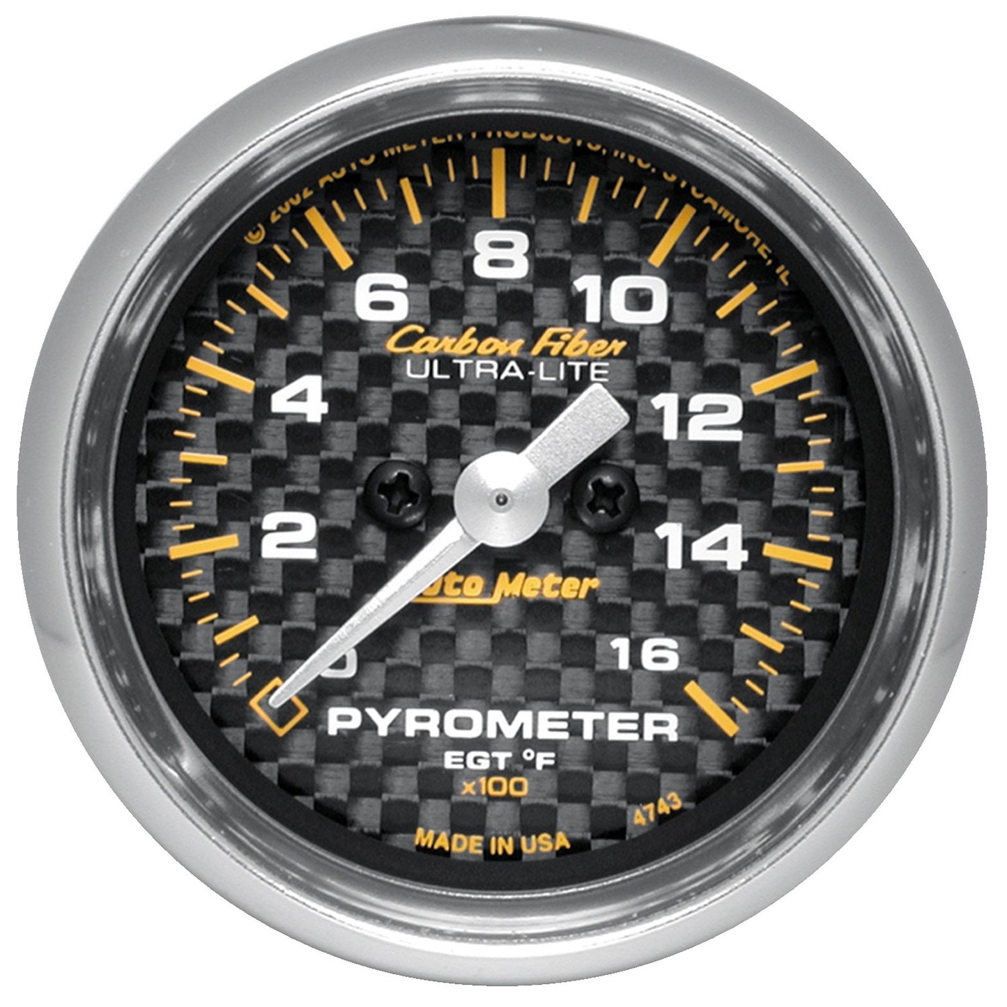 2-1/16 In. PYROMETER 0-1600 Fahrenheit CARBON FIBER