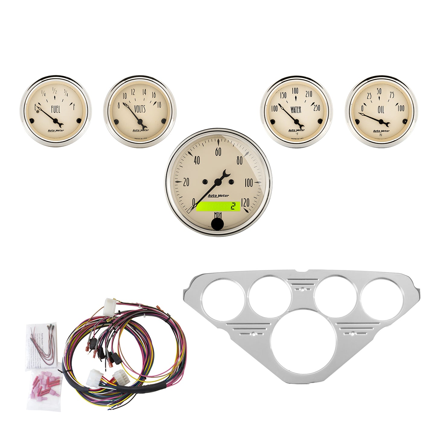 5 GAUGE DIRECT-FIT DASH KIT CHEVY TRUCK 55-59 ANTIQUE BEIGE