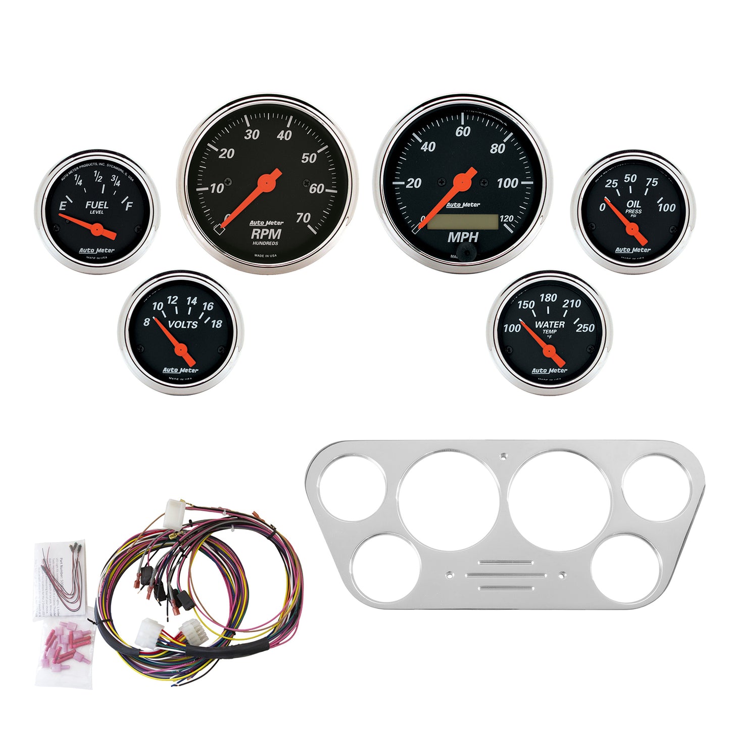 6 GAUGE DIRECT-FIT DASH KIT FORD TRUCK 53-55 DESIGNER BLACK