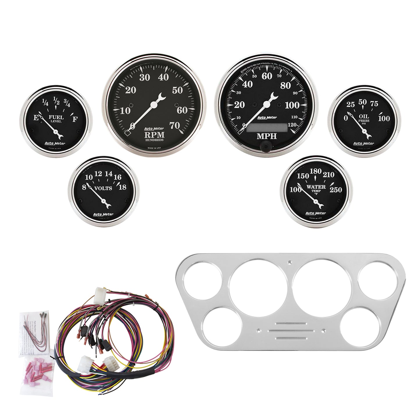 6 GAUGE DIRECT-FIT DASH KIT FORD TRUCK 53-55 OLD TYME BLACK