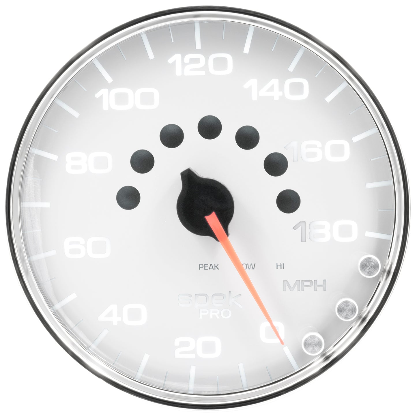 5 In. SPEEDOMETER 0-180 MPH SPEK-PRO WHITE/CHROME