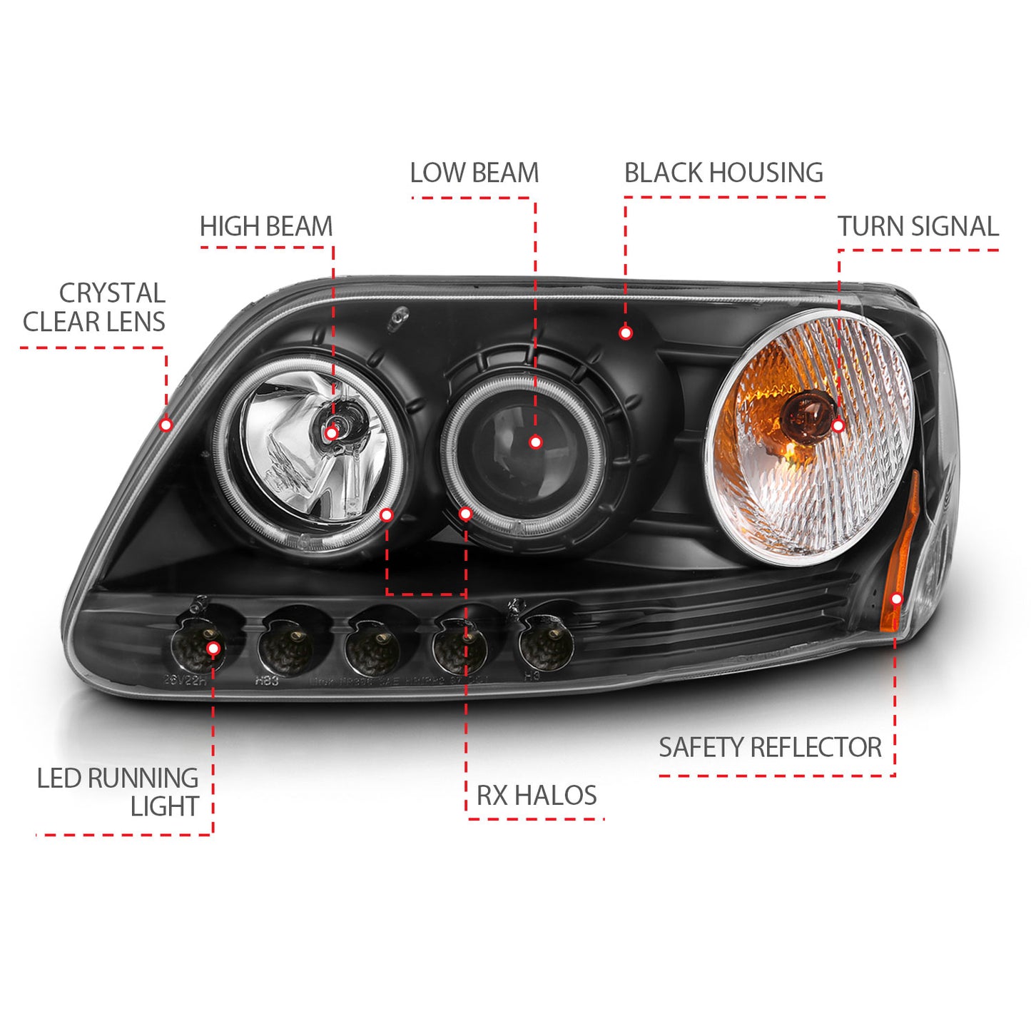 ANZO USA - Projector Headlight Set W/Halo - 111097
