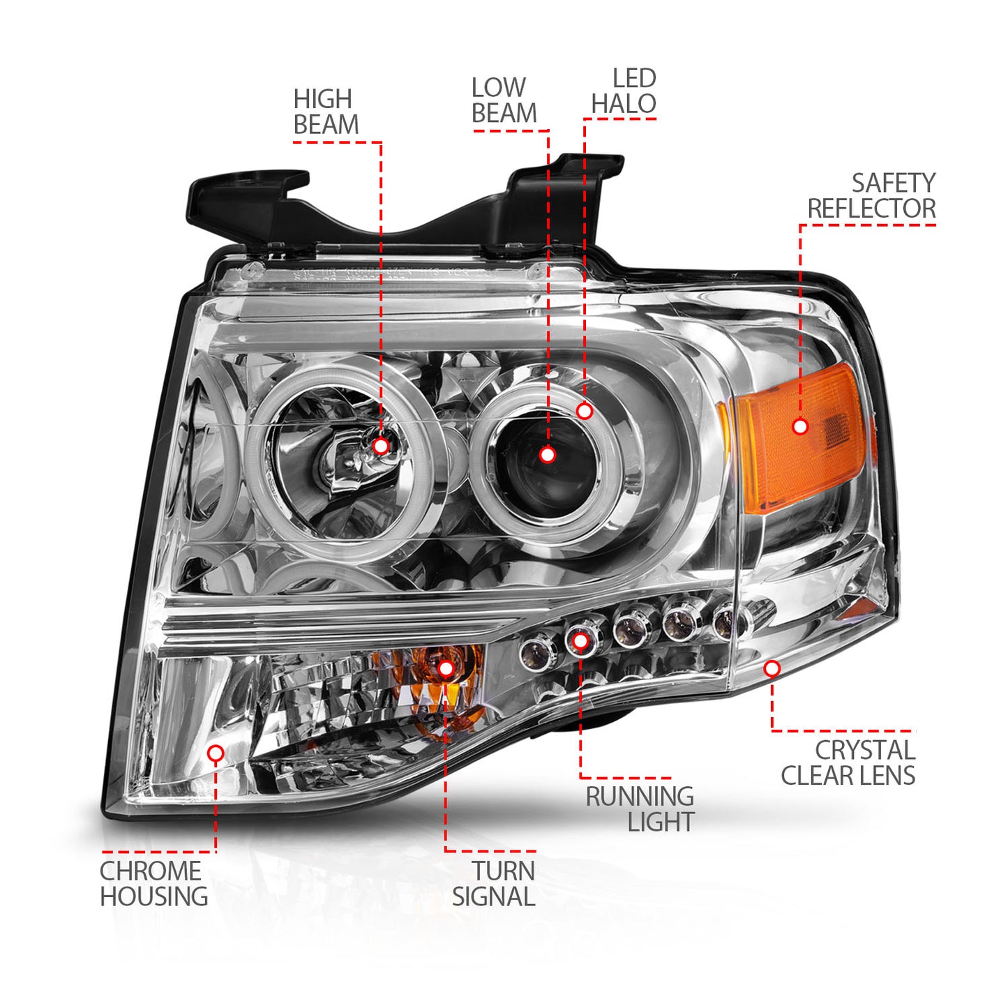 ANZO USA - Projector Headlight Set W/Halo - 111114