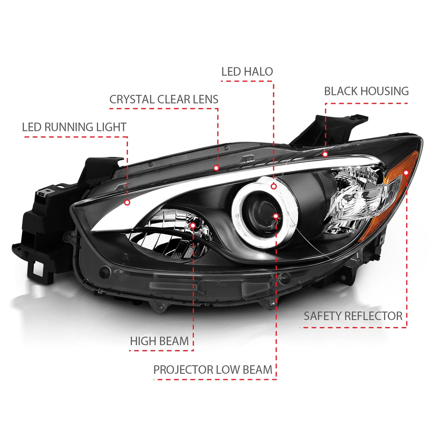 ANZO USA - Projector Headlight Set W/Halo - 121520
