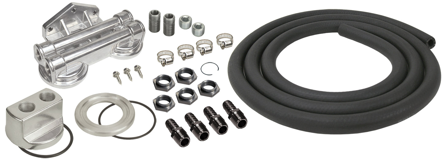 Dual Mount Univ Oil Filter Relocation Kit 1/2" NPT Ports 3/4"-16 Filter Thread