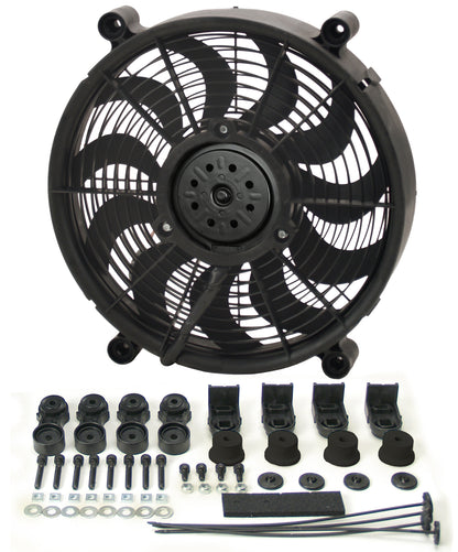 14" High Output Single RAD Pusher/Puller Fan With Premium Mount Kit