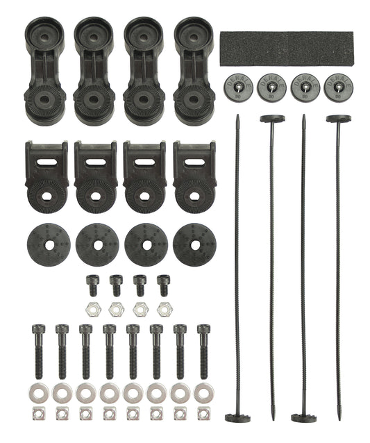 Premium High Output RAD Fan Mnt. Kit W/ Ratcheting Brackets / Nylon Rods / Clips