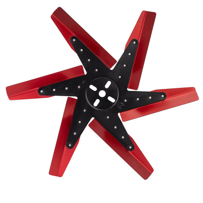 17" High Performance Aluminum Standard Rotation Flex Fan Red Blade W/ Black Hub