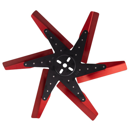 18" High Performance Aluminum Standard Rotation Flex Fan Red Blade W/ Black Hub