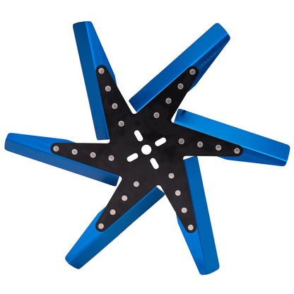 18" High Performance Aluminum Standard Rotation Flex Fan Blue Blade W/ Black Hub