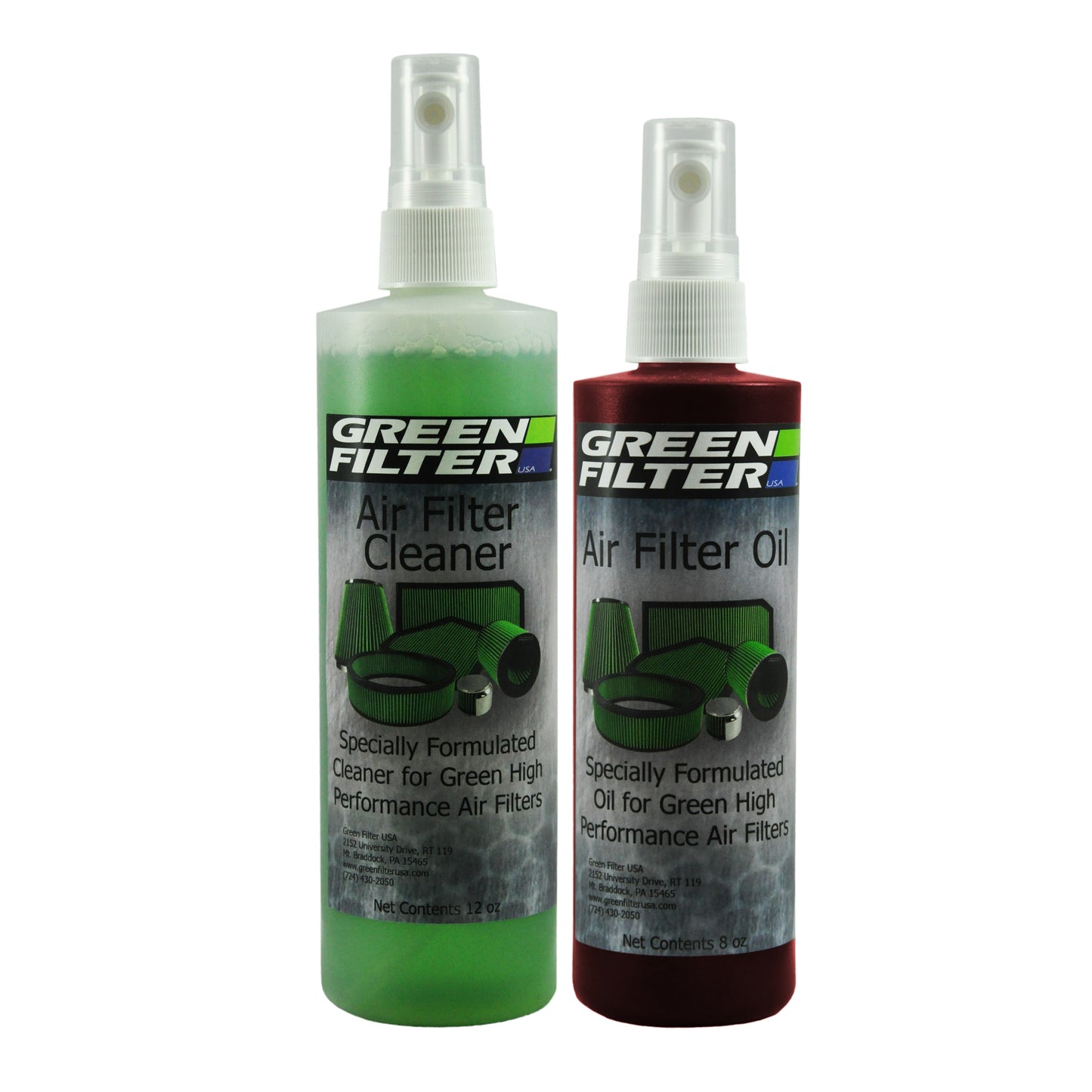 Green Filter USA - Cleaner And Synthetic Oil Kit; 12oz. Cleaner; 8oz. Oil (Red)