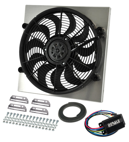 Powerpack - High Output Single 17" RAD Fan/Alum Shroud Kit W/ PWM Controller