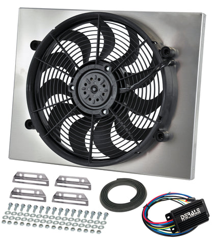High Output Single 17" Electric RAD Fan/Alum Shroud Kit W/ PWM Controller