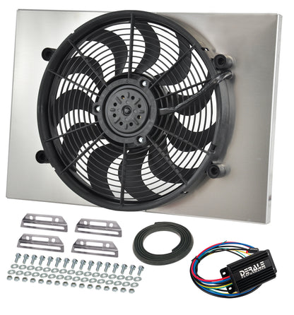 Powerpack - High Output Single 17" RAD Fan/Alum Shroud Kit W/ PWM Controller