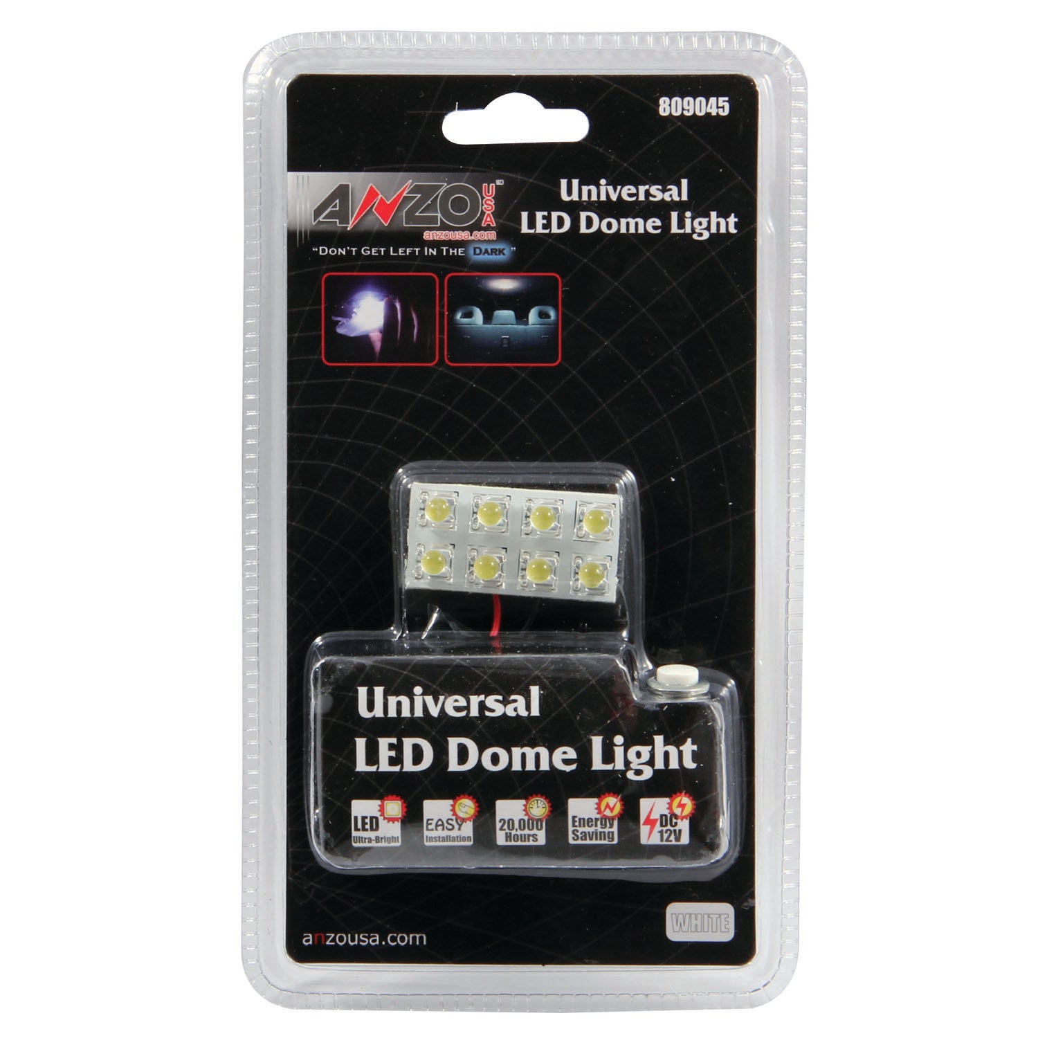 ANZOR Universal LED Dome Light packaging on a white background