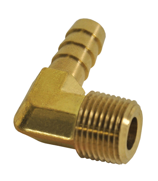 3/8" NPT Male X 3/8" Barb 90° Hose Fitting Each