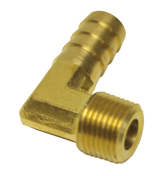 3/8" NPT Male X 1/2" Barb 90° Hose Fitting Each