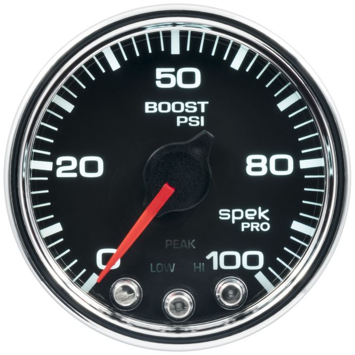 AutoMeter 2-1/16 In. Boost Gauge 0-100 PSI Spek-Pro Black/Chrome, Clear Lens - ATM-P30531