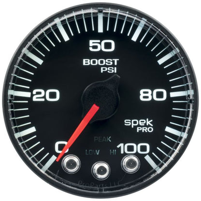 AutoMeter 2-1/16 in. Boost Gauge 0-100 PSI SPEK-PRO Black - ATM-P305328