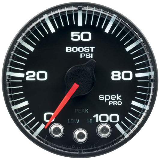 AutoMeter 2-1/16 in. Boost Gauge 0-100 PSI SPEK-PRO Black - ATM-P305328