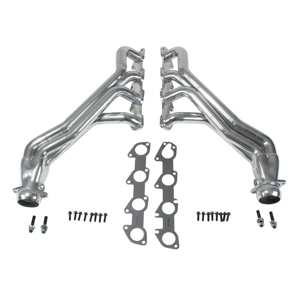 Car exhaust system components on a white background