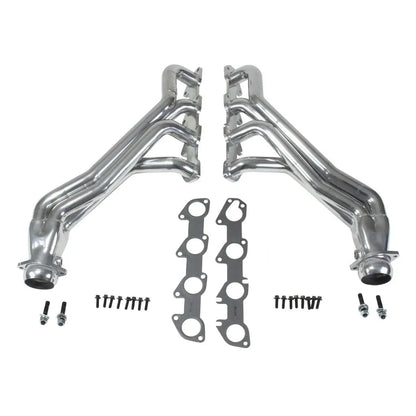 Car exhaust system components on a white background