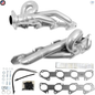 Automotive exhaust system components on a white background with a visible brand logo.