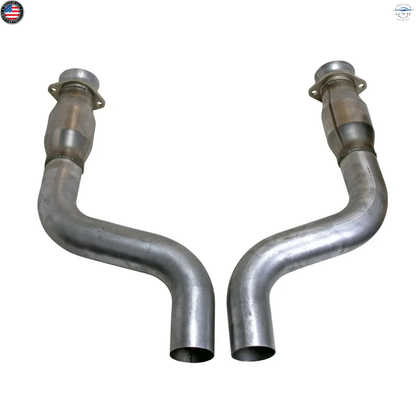 Two metal exhaust pipes on a white background
