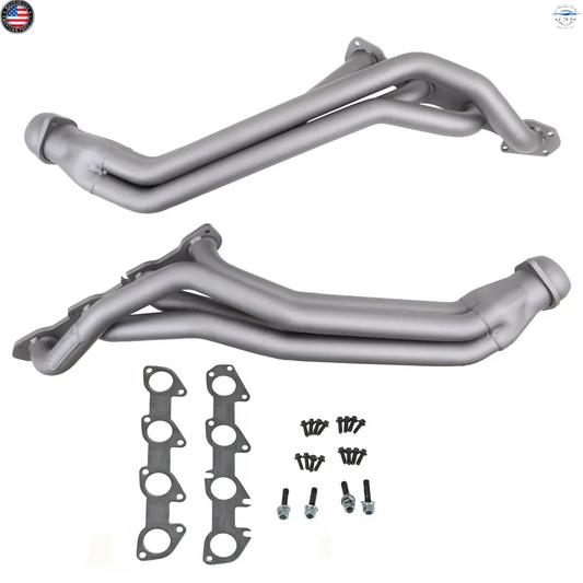 2 grey colored exhaust headers