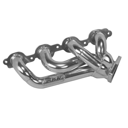 Chrome exhaust manifold on a white background