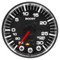 A black gauge with the words "Boost Pro" on it. 7 color background illuminations, configurable warnings, and peak recall function.